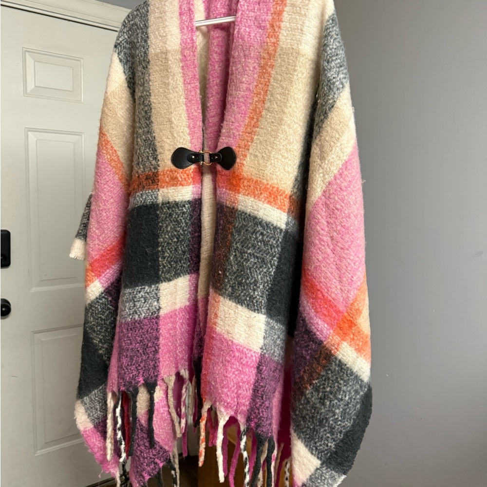 IMAN Pink and Cream Fuzzy Shawl